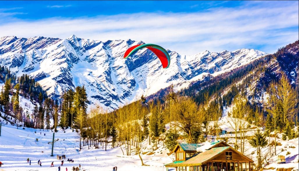 Group having snowball fight in Manali