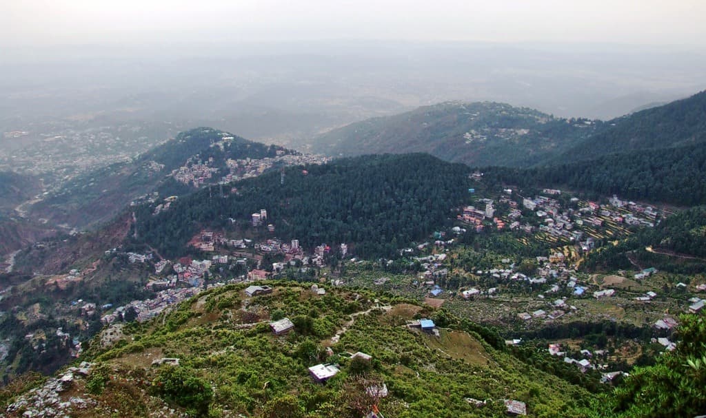 Students hiking on the Triund trail